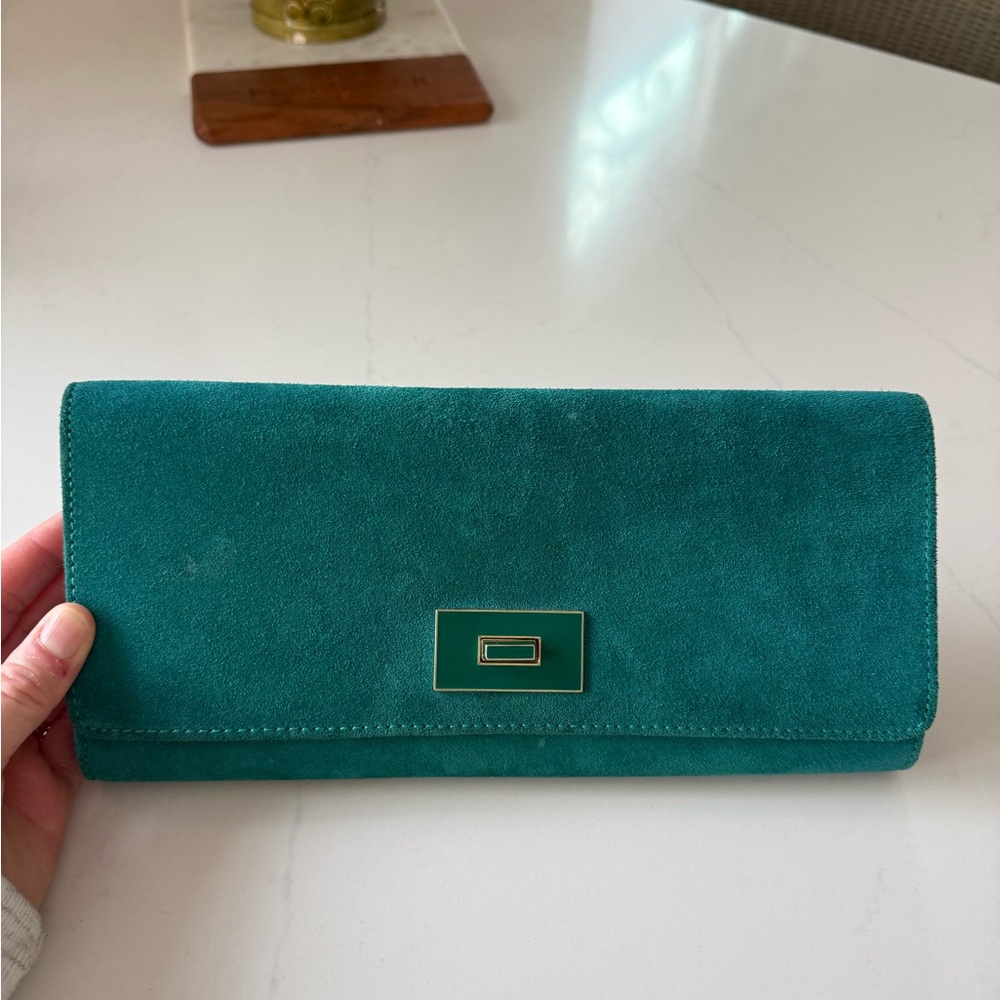 Elegant Teal Suede Clutch
